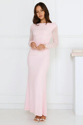 Love Chaser Mesh Long Sleeve Maxi Dress Pink