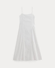 The Seamed Dress in Stretch Linen | White