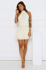 On Her Level Halter Mini Dress Yellow
