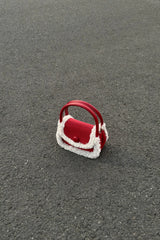Fuzzy Red Square Mini Bag Handheld Shoulder Crossbody Bag