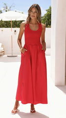 Maia Maxi Dress - Red