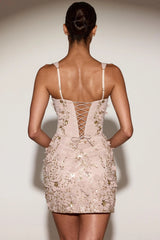 Embellished Corset Mini Dress in Gold