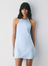 Double satin halterneck mini dress