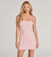 Cutest Style Sequin Bow Strapless Lace-Up Mini Dress