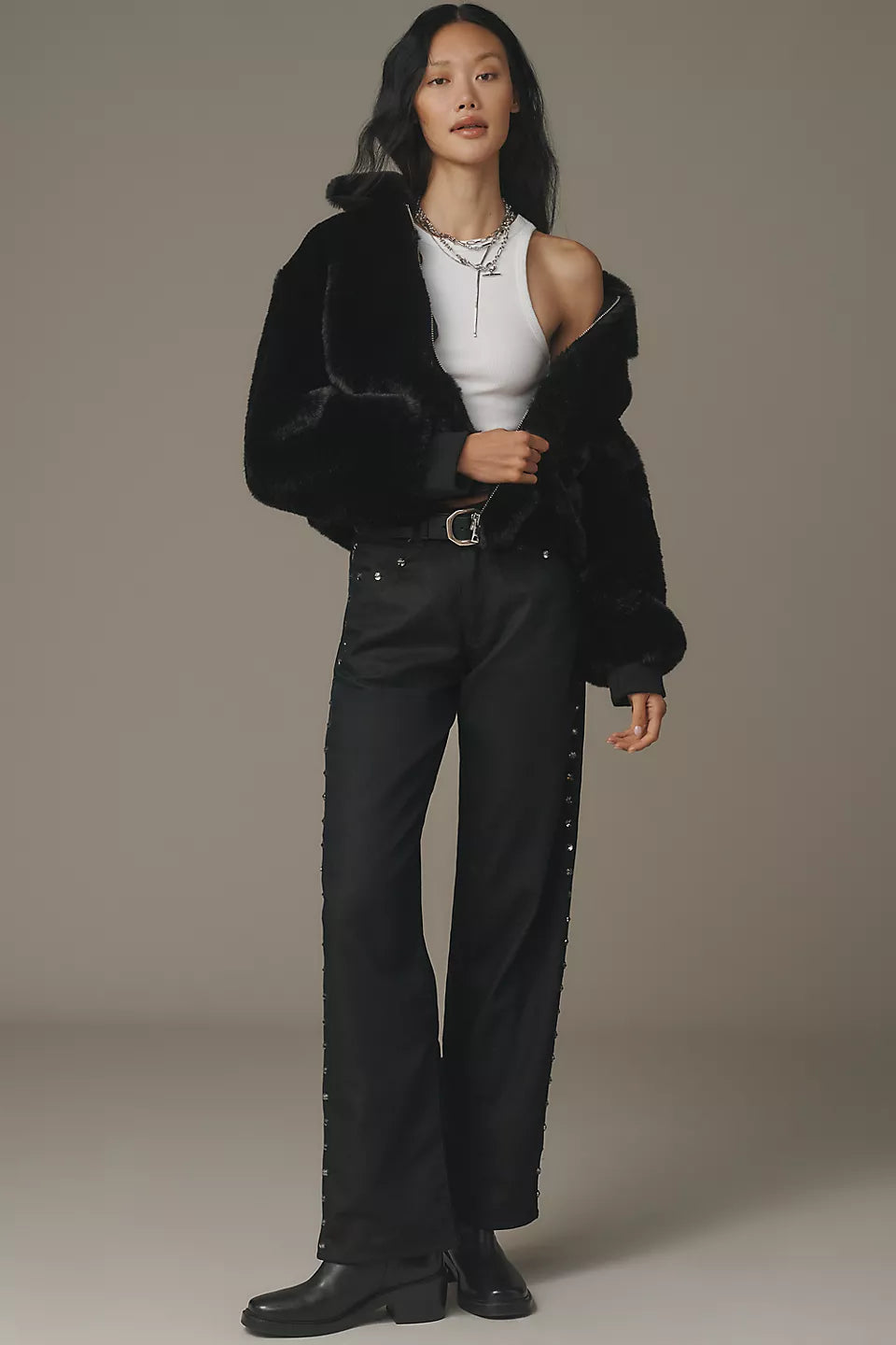 Crop Faux Fur Coat