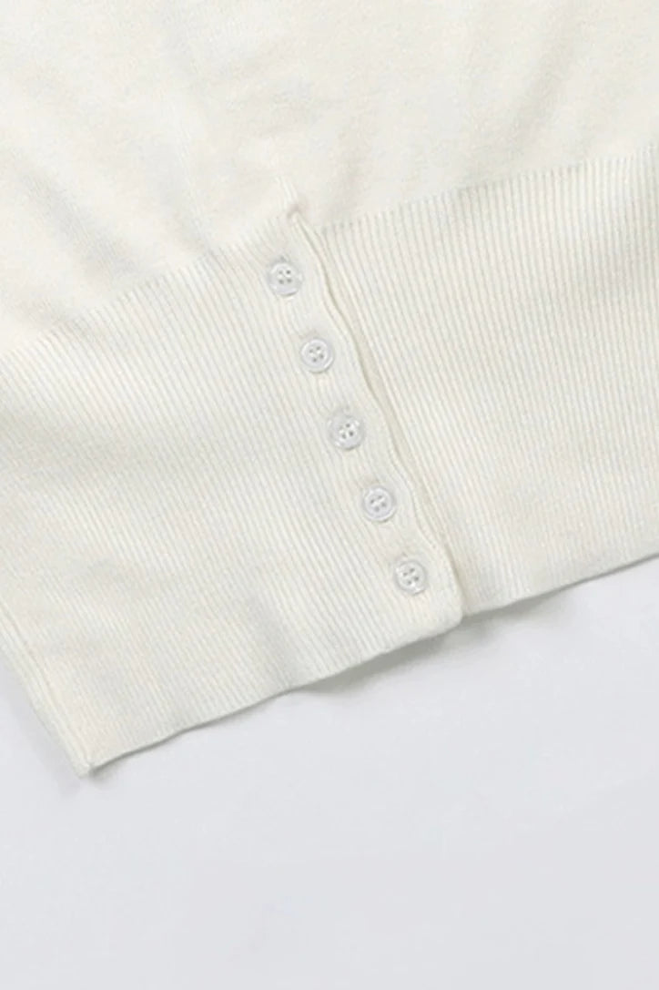 Embroidered Cotton V Neck Christmas Cardigan