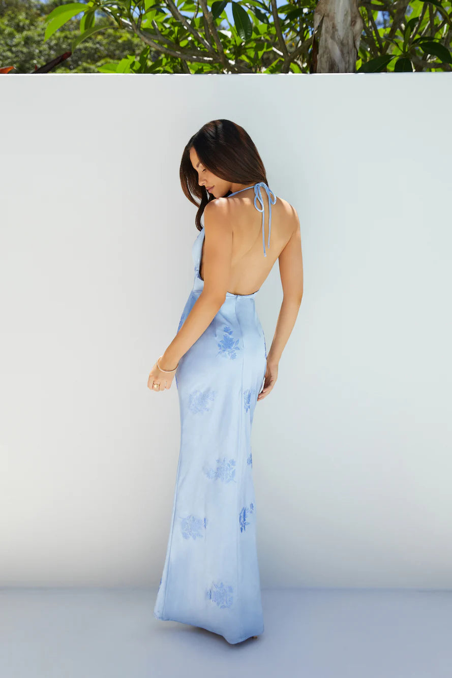 Skylar Satin Maxi Dress Blue