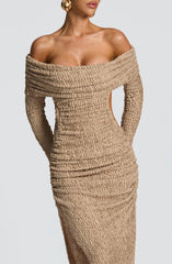 Adelphia Midi Dress - Beige Dress Babyboo Fashion Premium Exclusive Design