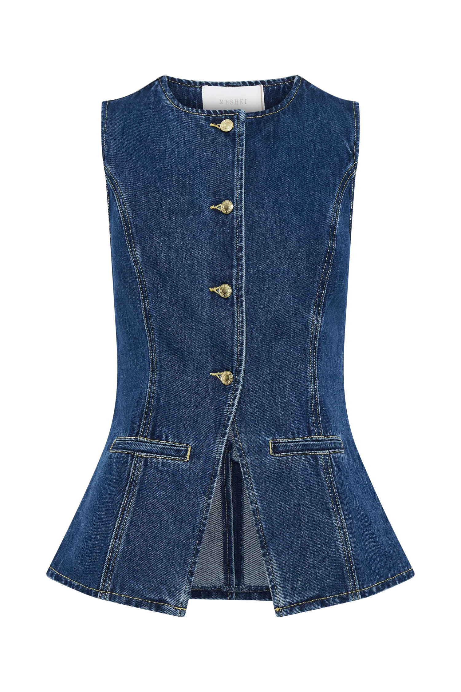 Abel Denim Button Up Top - Dark Blue